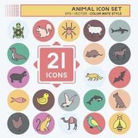 Animal Icon Set. suitable for animal symbol. color mate style. simple design editable. design template vector. simple symbol illustration vector