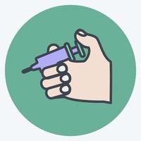 Icon Holding Injection. suitable for Hand Actions symbol. color mate style. simple design editable. design template vector. simple symbol illustration vector