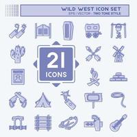 Wild West Icon Set. suitable for Education symbol. two tone style. simple design editable. design template vector. simple symbol illustration vector