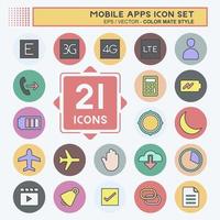 Mobile Apps Icon Set. suitable for Web Interface symbol. color mate style. simple design editable. design template vector. simple symbol illustration vector