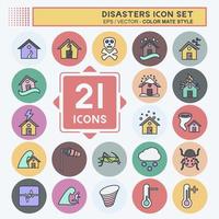 Disasters Icon Set. suitable for nature symbol. color mate style. simple design editable. design template vector. simple symbol illustration vector