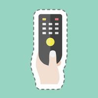 Sticker line cut Holding Remote. suitable for Hand Actions symbol. simple design editable. design template vector. simple symbol illustration vector