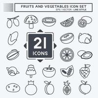 conjunto de iconos de frutas y verduras. adecuado para el símbolo de la educación. estilo de línea diseño simple editable. vector de plantilla de diseño. ilustración de símbolo simple