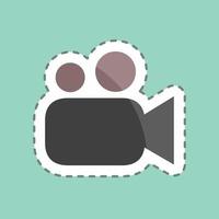 Sticker line cut Video Camera. suitable for Mobile Apps symbol. simple design editable. design template vector. simple symbol illustration vector