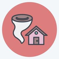 Icon Tornado Hitting House. suitable for disasters symbol. color mate style. simple design editable. design template vector. simple symbol illustration vector