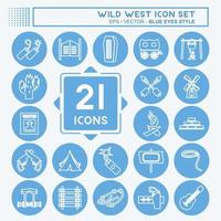 Wild West Icon Set. suitable for Education symbol. blue eyes style. simple design editable. design template vector. simple symbol illustration vector