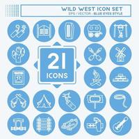 Wild West Icon Set. suitable for Education symbol. blue eyes style. simple design editable. design template vector. simple symbol illustration vector