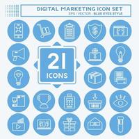 Digital Marketing Icon Set. suitable for Web Interface symbol. blue eyes style. simple design editable. design template vector