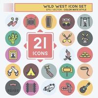 Wild West Icon Set. suitable for Education symbol. color mate style. simple design editable. design template vector. simple symbol illustration vector