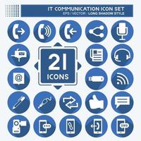 IT Communication Icon Set. suitable for Education symbol. long shadow style. simple design editable. design template vector. simple symbol illustration vector
