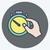 Icon Holding Stopwatch. suitable for Hand Actions symbol. color mate style. simple design editable. design template vector. simple symbol illustration vector