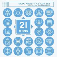 Data Analytics Icon Set. suitable for data analytics symbol. blue eyes style. simple design editable. design template vector. simple symbol illustration vector