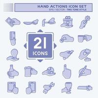 Hand Actions Icon Set. suitable for Education symbol. two tone style. simple design editable. design template vector. simple symbol illustration vector