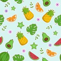 Tropical Fruits Seamless Pattern vector