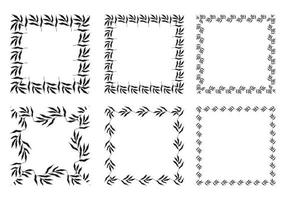 ilustración de la colección de marcos cuadrados negros de forma cuadrada variados hechos de plantas sobre fondo blanco aislado vector