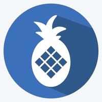 icono de piña. adecuado para el símbolo de frutas y verduras. estilo de sombra larga. diseño simple editable. vector de plantilla de diseño. ilustración de símbolo simple