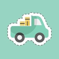 Sticker line cut Pickup Truck. suitable for Garden symbol. simple design editable. design template vector. simple symbol illustration vector