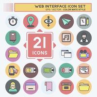 Icon Web Interface Set. color mate style. simple design editable. design template vector. simple symbol illustration vector