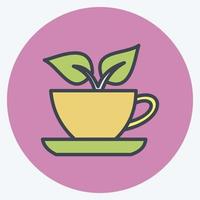 icono de té verde. adecuado para el símbolo de bebida. estilo compañero de color. diseño simple editable. vector de plantilla de diseño. ilustración de símbolo simple