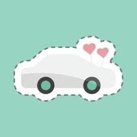 Sticker line cut Decorated Car. suitable for Wedding symbol. simple design editable. design template vector. simple symbol illustration vector