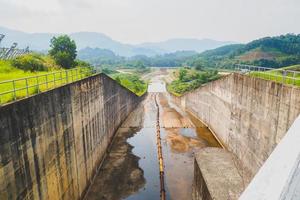 Drainage channels of large dams in dry season The water shortage. water resource management concept photo