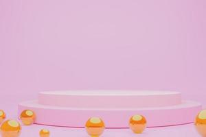 Mock-up Display Product Podium, 3D rendering. Abstract scene background. Cylinder podium on pink background. Product presentation, mock up, show cosmetic product, Podium, stage pedestal or platform photo
