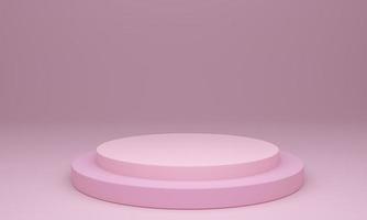 Mock-up Display Product Podium, 3D rendering. Abstract scene background. Cylinder podium on pink background. Product presentation, mock up, show cosmetic product, Podium, stage pedestal or platform photo