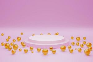 Mock-up Display Product Podium, 3D rendering. Abstract scene background. Cylinder podium on pink background. Product presentation, mock up, show cosmetic product, Podium, stage pedestal or platform photo