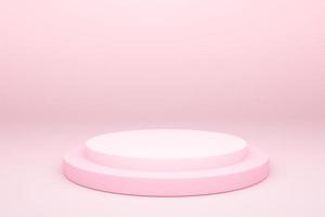 Mock-up Display Product Podium, 3D rendering. Abstract scene background. Cylinder podium on pink background. Product presentation, mock up, show cosmetic product, Podium, stage pedestal or platform photo