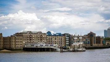 London, UK, 2016. Sloop Moored on the North Bank of the River Thames photo