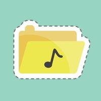 Sticker line cut Music Folder. suitable for music symbol. color mate style. simple design editable. design template vector. simple symbol illustration vector