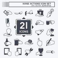 Hand Actions Icon Set. suitable for Education symbol. glyph style. simple design editable. design template vector. simple symbol illustration vector