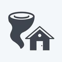 Icon Tornado Hitting House. suitable for disasters symbol. glyph style. simple design editable. design template vector. simple symbol illustration vector