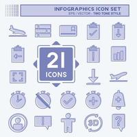 Infographics Icon Set. suitable for Education symbol. two tone style. simple design editable. design template vector. simple symbol illustration vector