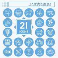 Garden Icon Set. suitable for Education symbol. blue eyes style. simple design editable. design template vector. simple symbol illustration vector