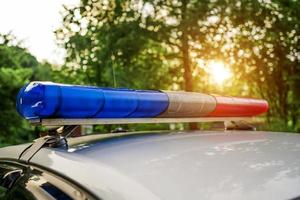 flashing lights on the police car close-up photo