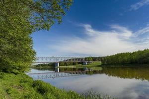 Panorama of the railway bridge over the river photo