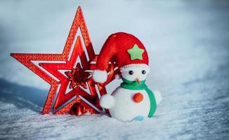 Christmas toys in the snow photo