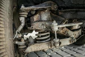 front suspension of an old car close-up photo