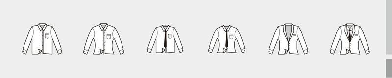 formal clothes with tie and pocket. long sleeves formal clothes and tuxedo for production clothing, advertisement, apparel textile use vector