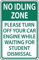 No Idling Zone Please Turn Off Engine Sign On White Background vector