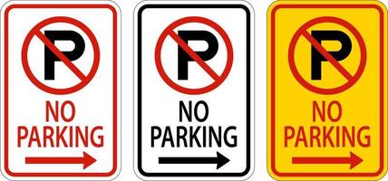 No Parking Right Arrow Sign On White Background vector