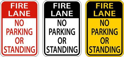 Fire Lane No Parking or Standing Sign On White Background vector