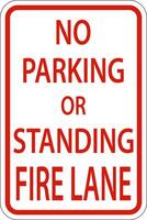 No Parking Fire Lane Sign On White Background vector