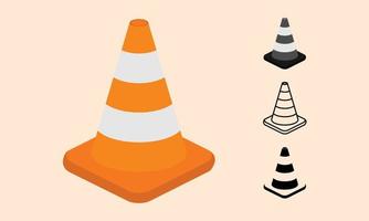 Construction Safety Cone Vector Icon Illustration