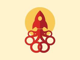 rocket octopus vector logo