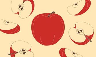 ilustración de manzana roja fácil de dibujar. aislar el fondo. vector