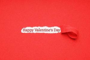 happy valentines day greeting on red background photo