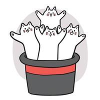 Cartoon cute cats in magician hat vector. vector