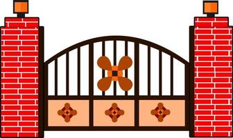 House gate wood gate with flower motif flat style vector good for element design